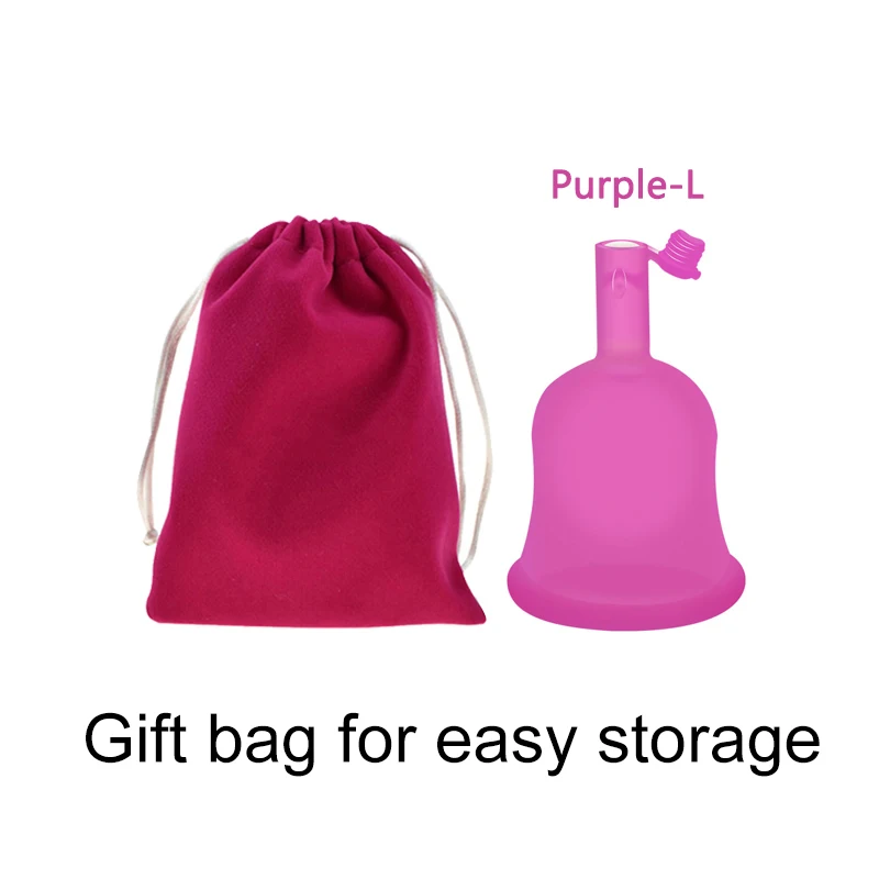 L-Clothbag-Purple Силиконовый для использования в медицине менструальная чашка для женской гигиены менструальная чаша Дамская чашка период раскладушка чашка Coppetta mestrumale Coupe - Цвет: L-Clothbag-Purple