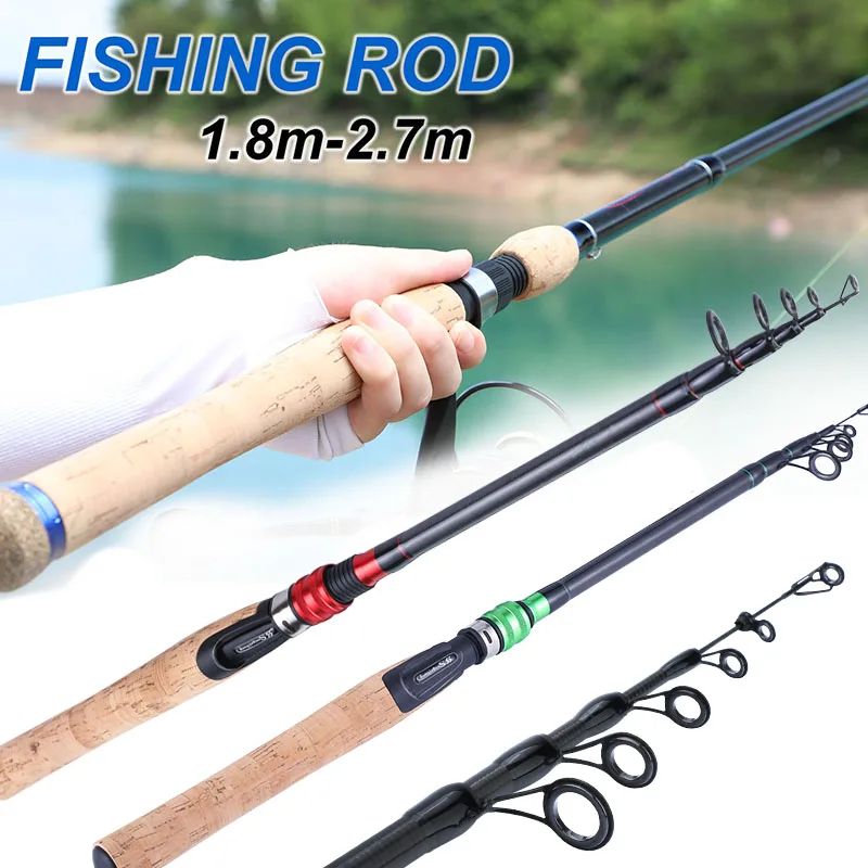 

Sougayilang 1.8m-2.7m Spinning Casting Fishing Rod Telescopic Carbon Fiber Long Handle Travel Rod Cork Wooden Handle Fishing Rod