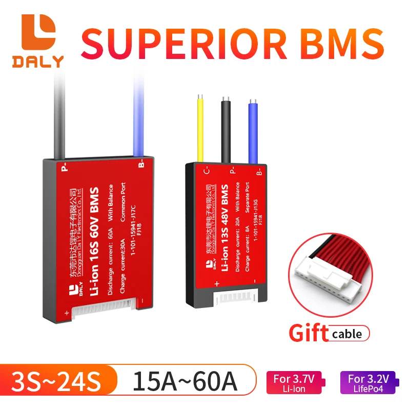 Литий-ионный и LiFePO4 BMS Active Balance 3S 4S 6S 7S 8S 10S 12S 13S 14S 15S 16S 20S 24S Daly от 15а до 60А 18650 балансир