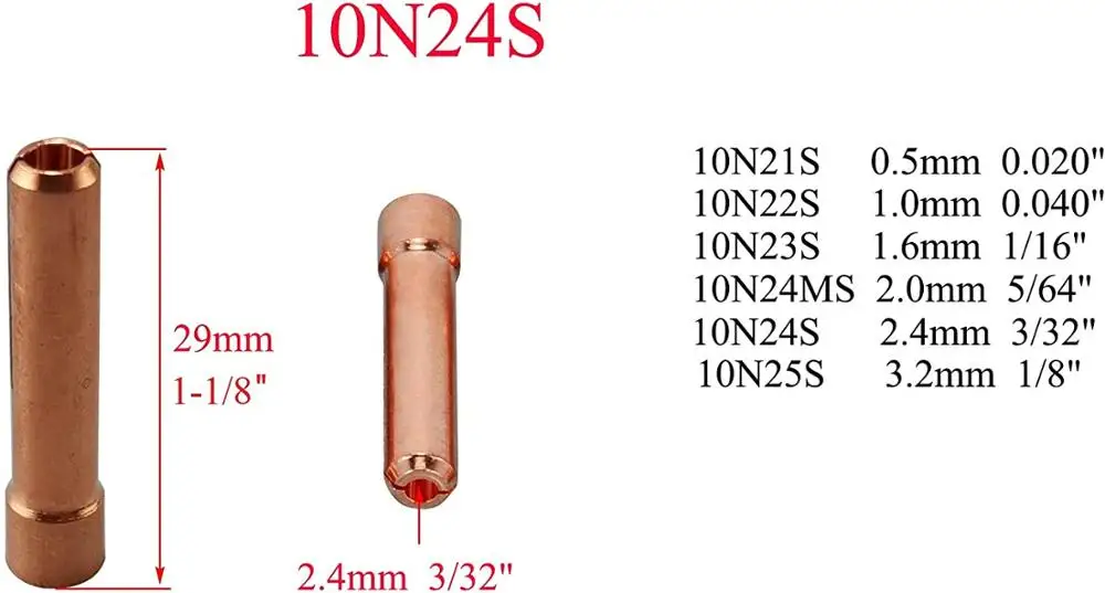 TIG короткая газовая линза цанговый корпус 3/32 &quotØ мм Цанга 10N24S #12 Pyrex комплект для