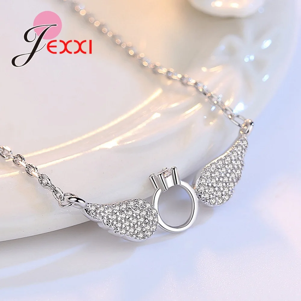Full Crystal Paved Angle Wing Choker Necklace 925 Sterling Silver Fine Women's Jewelry for Wedding Engagement Anniversary