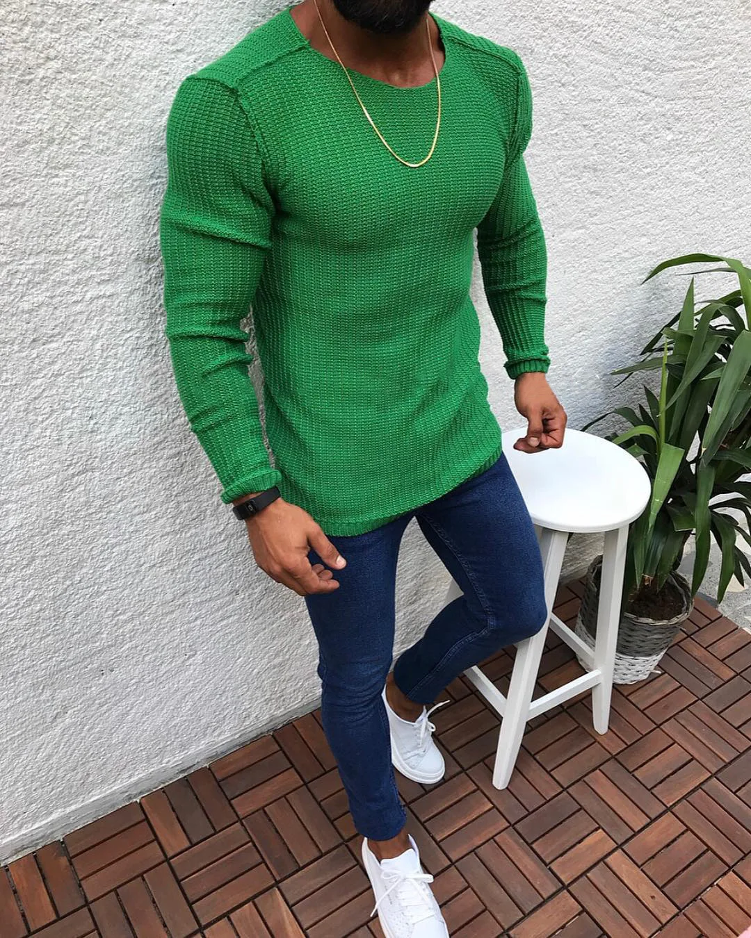 Fubotevic Mens Long Sleeve Knitted Slim Round Neck Solid Thermal Pullover Sweater Jumper