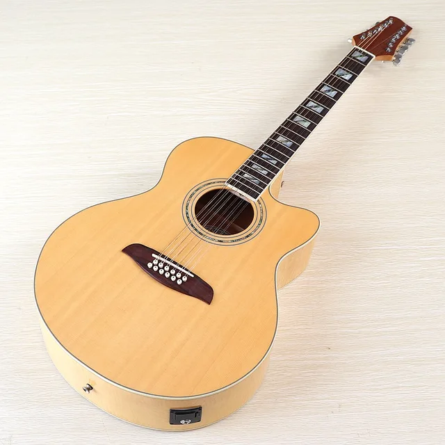 Desain Warna Alami Ukuran Penuh Gitar Akustik 41 Inci Kayu Cemara Padat Lapisan Atas Kilau Tinggi 12 Senar Gitar Rakyat Dapat Menambahkan Eq Gitar Aliexpress