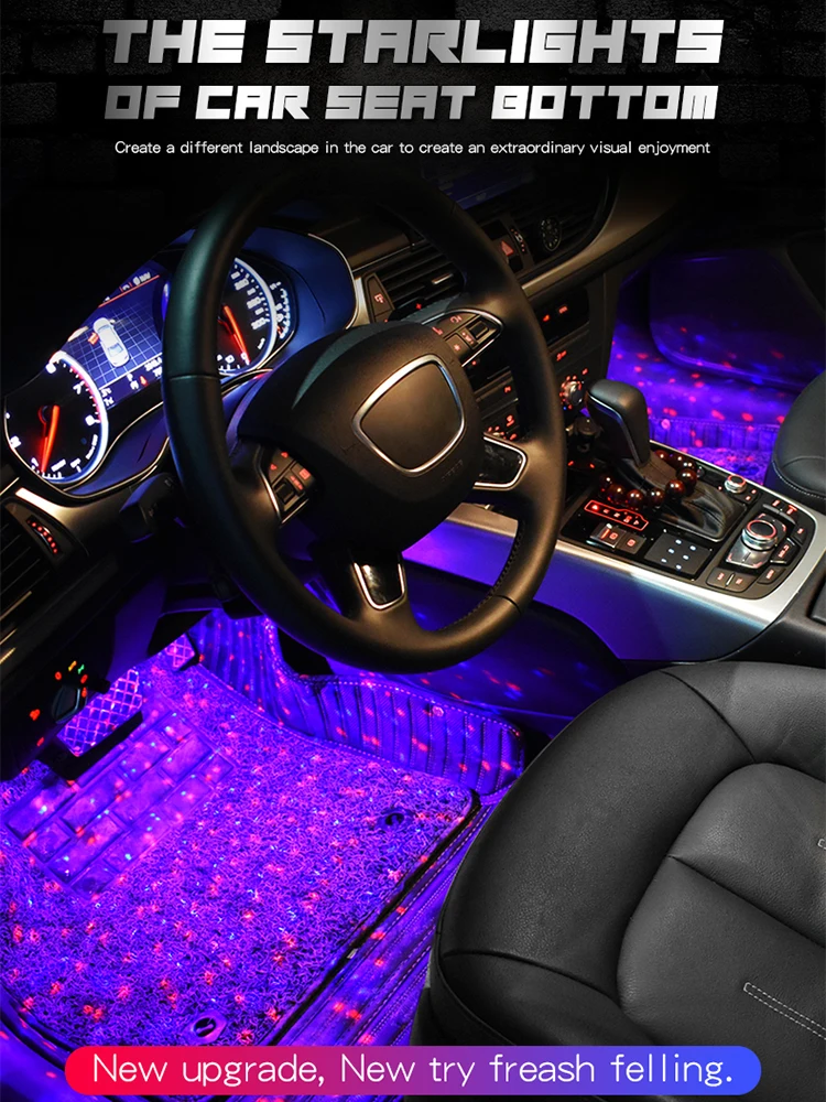 led car foot lamp Ambient lamp RGB neon lights usb/wireless remote/music control/Multiple modes Automotive interior decorative