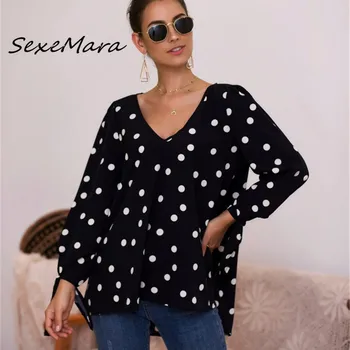 

2019 Women Autumn Long Sleeve Shirt Plus Size Korean Fashion Casual Dot Women Clothing