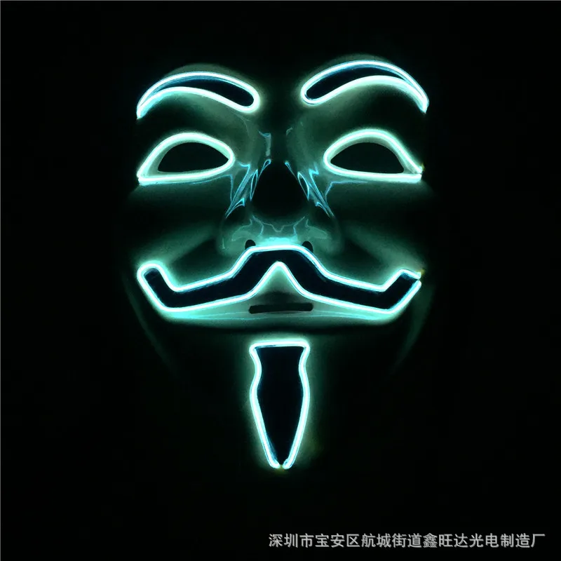 Хэллоуин высокое качество EL светильник V for Vendetta» ПВХ светящаяся маска праздничный карнавальный ночной клуб реквизит для болельщиков