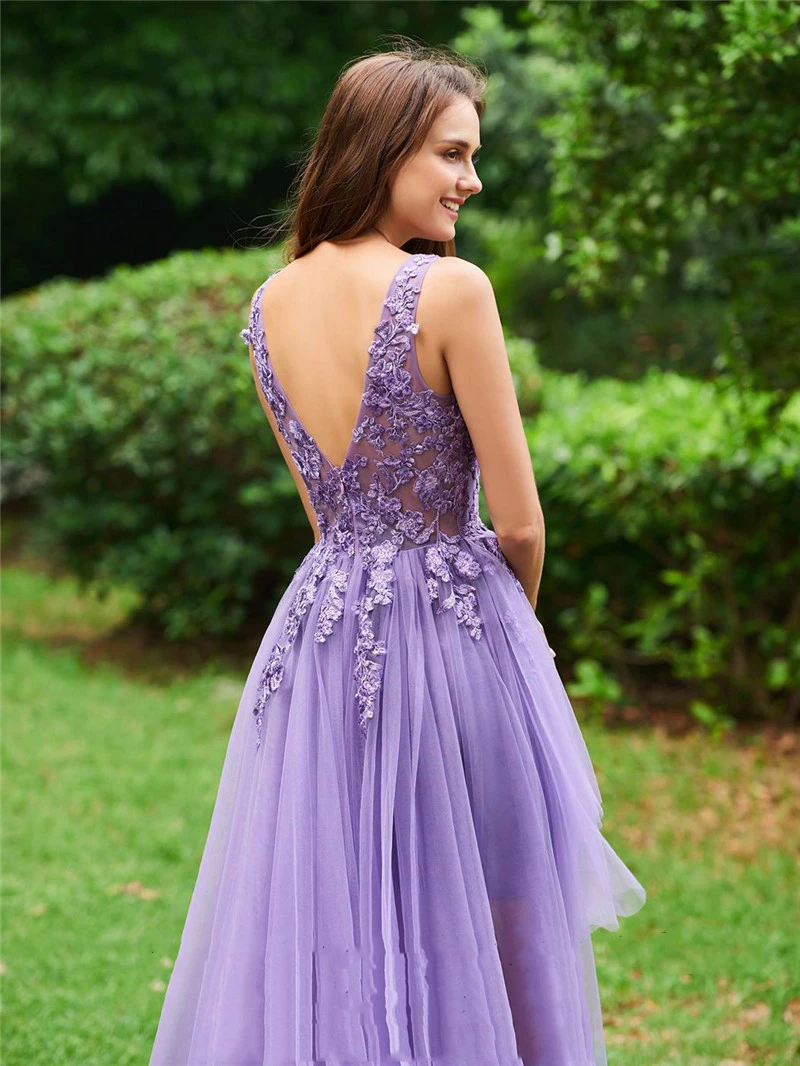 Sevintage-bestidos-de-gala-A-Line-Lilac-Lace-Appliqued-Evening-Dress-V-Neck-Special-Occasion-Formal (3)