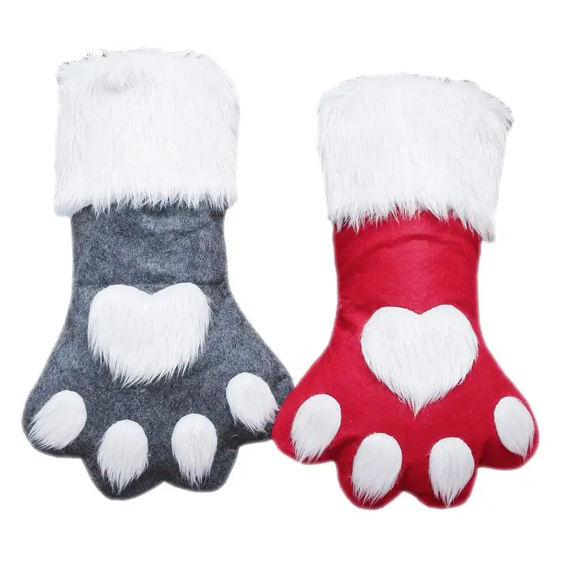 

Pet Dog Cat Paw Christmas Stockings Decor Gifts Bags Holder Tree Cute Lifelike Shape Colorful Fashionable Novel Hanging Pendant