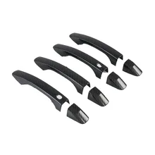 Para kia k7 cadenza 2019 2020 alça da porta exterior de fibra carbono capa captura guarnição chave inteligente guarda moldagem decoração estilo do carro