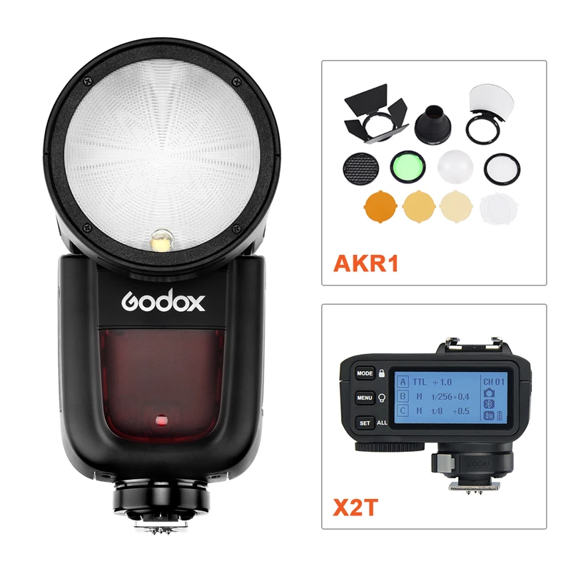 V1P and X2Tp AKR1 Godox V1 V1P фонарик для камеры ttl литий-ионная круглая вспышка для фотоаппарата вспышка для Pentax camera s с триггером X2T AKR1 - Цвет: V1P and X2Tp AKR1