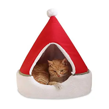 

Soft Kitten Pet Cave Bed Christmas Star Shape Semi Closed Pet Nest Warm House 634E