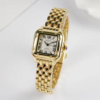 Women’s Fashion Square Watches 2021 Brand Ladies Quartz Wristwatch Classic Silver Simple Femme Steel Band Clock Zegarek Damski