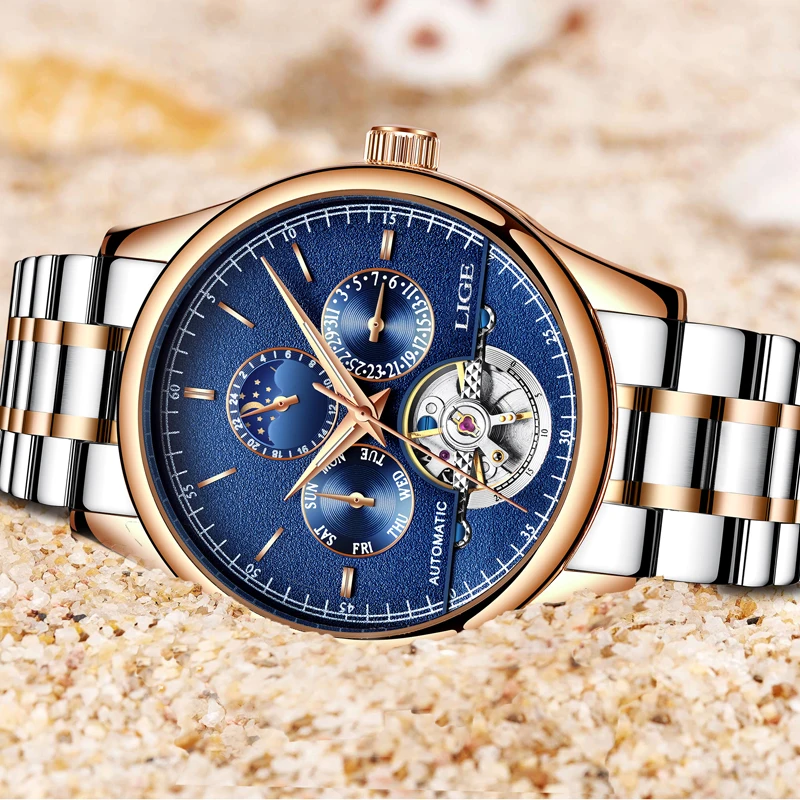 Relojes LIGE Мужские автоматические механические Спортивные часы мужские роскошные Брендовые повседневные часы мужские наручные часы армейские часы relogio masculino