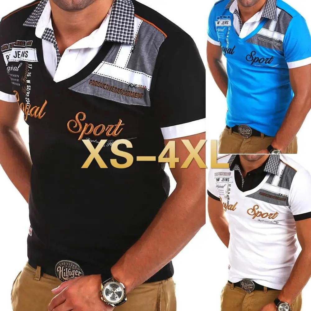 

Zogaa New Men's fashion Short Sleeve POLO shirt patchwork Men Cotton summer casual shirts Slim Fit Polos