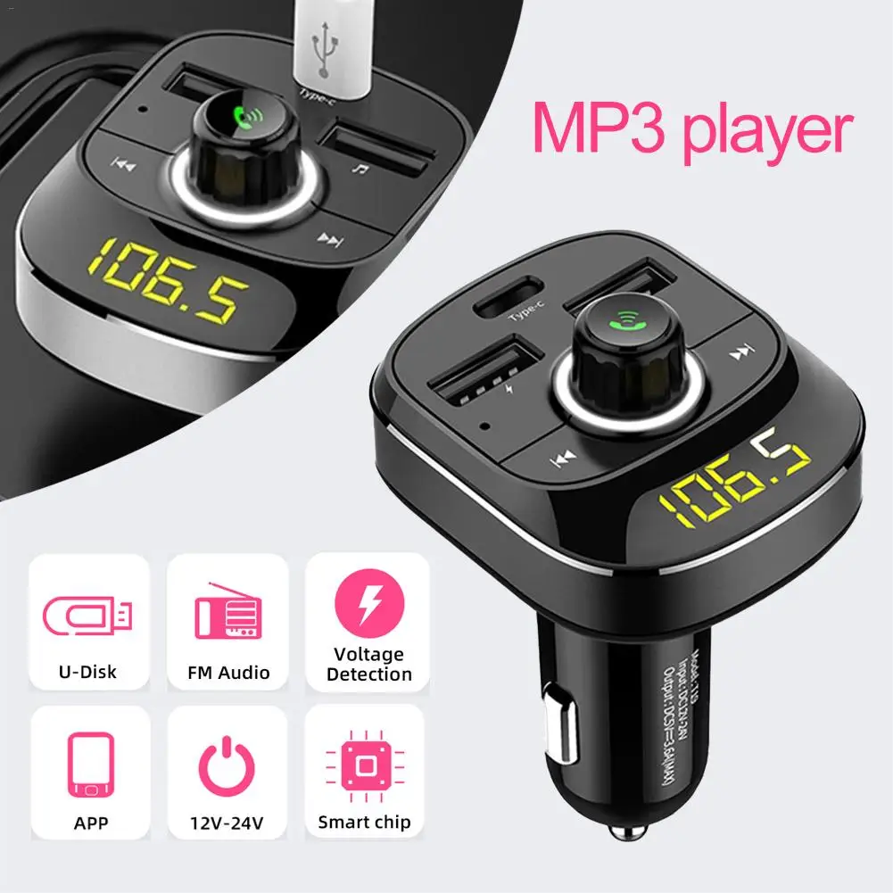 Автомобильный MP3-плеер Bluetooth fm-передатчик комплект Hands-Free 3.1A Dual USB зарядное устройство адаптер питания зарядное устройство type-c