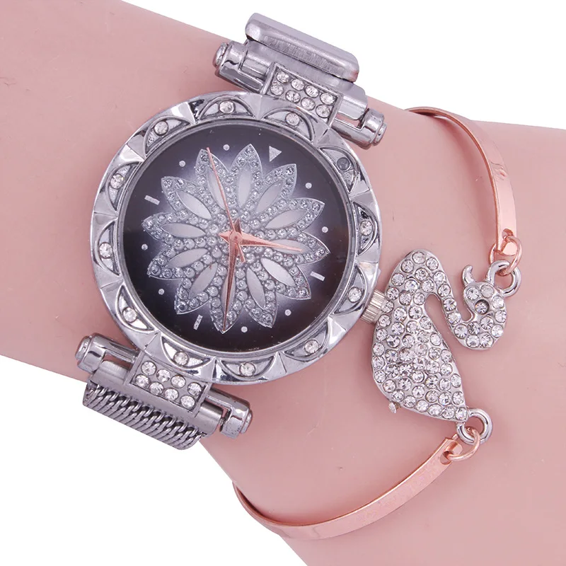 

Shaking Voice Network Red Celebrity Style Fortunes Disk Women's Fashionable Watch Magnet Watch Strap Students Quartz Watch