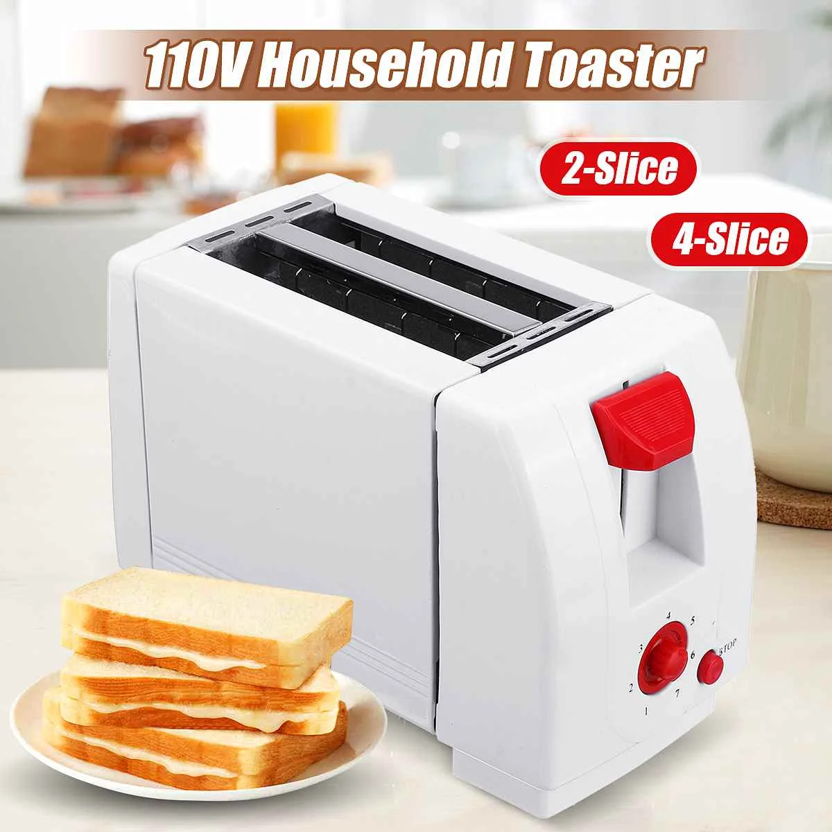 

Mini Toaster Oven Machine Toaster baking 7 Gear Timer Household Kitchen Tools Breakfast Bread Sandwich Maker fast 110V 2/4Slice