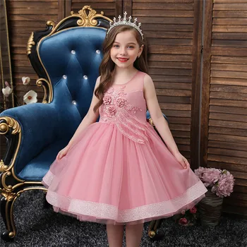 

Flower Dress For Girls Wedding Party Dresses Eleagnt Kids First Communion Lace Pageant Princess Dress Baby Girls Clothes