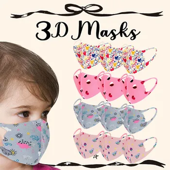 

12pc Kids Children's 3d Mask Outdoor Cotton 3D Printing Face Mask Dustproof Washable Mouth Cover Mascarillas Children Mask