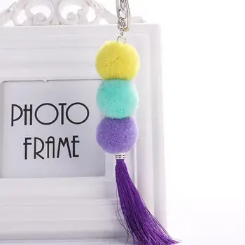 

2020 New Bageek 1pc Colorful Cute Pom Pom Decor Keychain Handmade Bohemian Style Tassel Charm Handbag Charm Bag Accessories