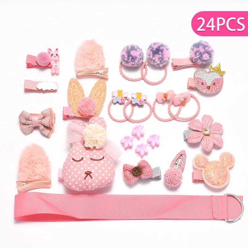 style 08 24pcs 18/24 предмет; нижнее белье из хлопка для детей; резинка для волос, комплект стильная футболка с изображением персонажей видеоигр женские аксессуары для волос для девочек головной Канат с изображениями цветов и животных, повязка на голову эластичная повязка на голову кольцо - Цвет: style 08 24pcs