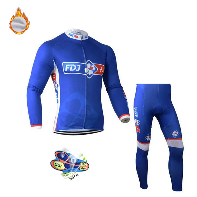 FDJ Pro Team зимний теплый флисовый костюм Джерси с длинным рукавом комбинезон Mtb Одежда для велоспорта Мужская одежда для езды на велосипеде