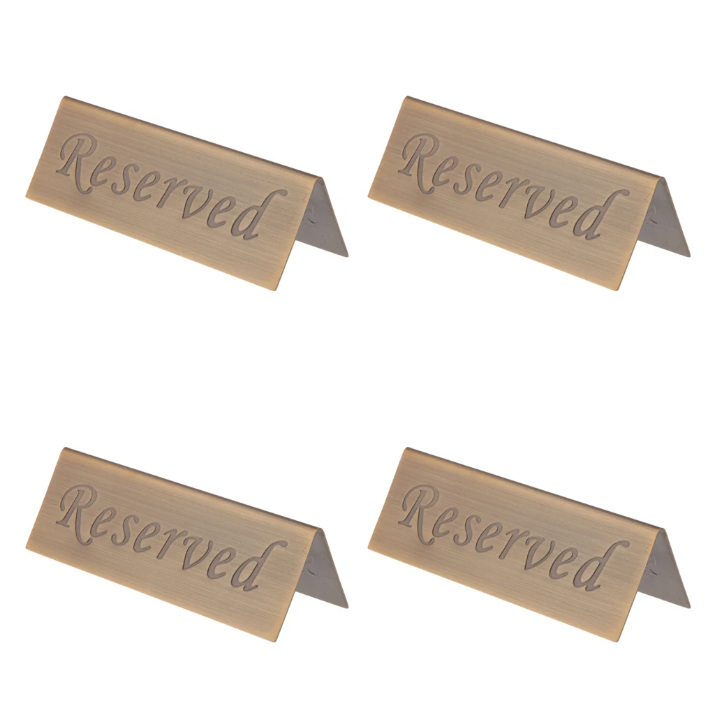 Set of 4 Reserved Table Tent Cards Great for Reserving Seats & Places at Events Like Wedding Receptions, Banquets & Parties