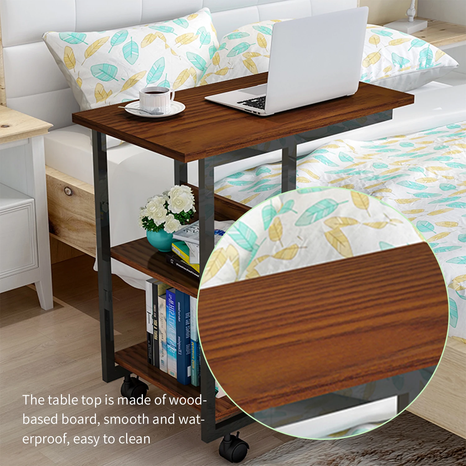 Простой боковой стол для дивана кровати с образной формы роликовые ролики