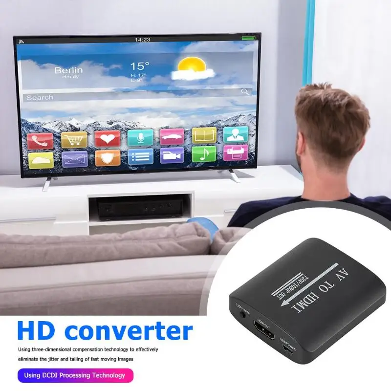 Мини AV к HDMI конвертер цифровой сигнал кабель передатчика Поддержка NTSC PAL RCA/AV/CVSB к HDMI адаптер коробка
