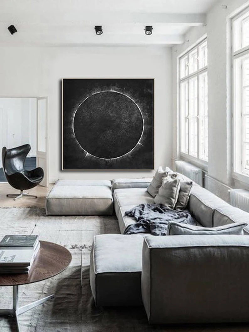 Abstract Canvas Paintinglarge Minimalist Painting In Square Hand Painted Minimal Art FREE Shipping Modern Home Decor | Дом и сад
