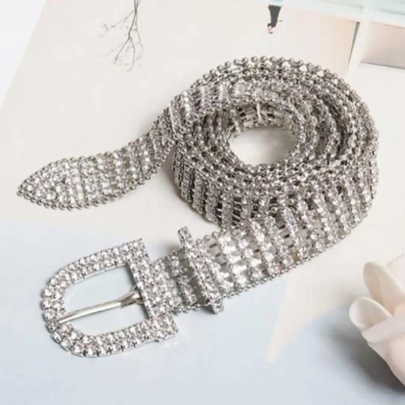 women rhinestone belt fashion luxury female bright bride bling crystal diamond waist chain belt shiny rhinestones waistbands new