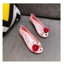 Melissa/женская прозрачная обувь; красивые красные розы цветы; коллекция года; melissa; женская обувь на плоской подошве; сандалии для взрослых; женская обувь