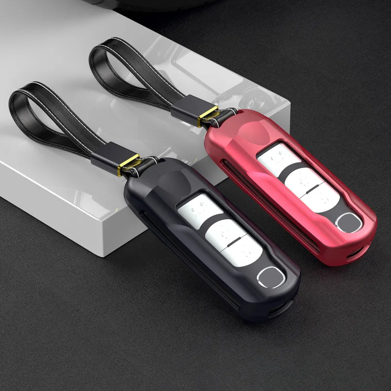 

2/3 Button Smart Key Car Aluminium Alloy Key Holder Cover Case Chain for Mazda CX4 CX5 CX8 CX-9 Axela 6 Atenza