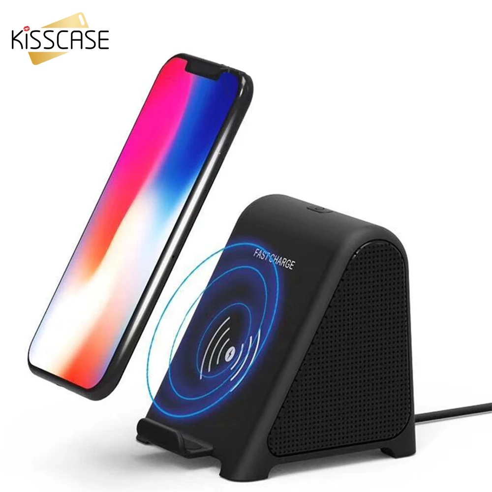 

KISSCASE 2 in 1 Wireless Charger Bluetooth Speaker Portable Bluetooth Speaker Super Bass Subwoofer Stereo Speakers for Phone