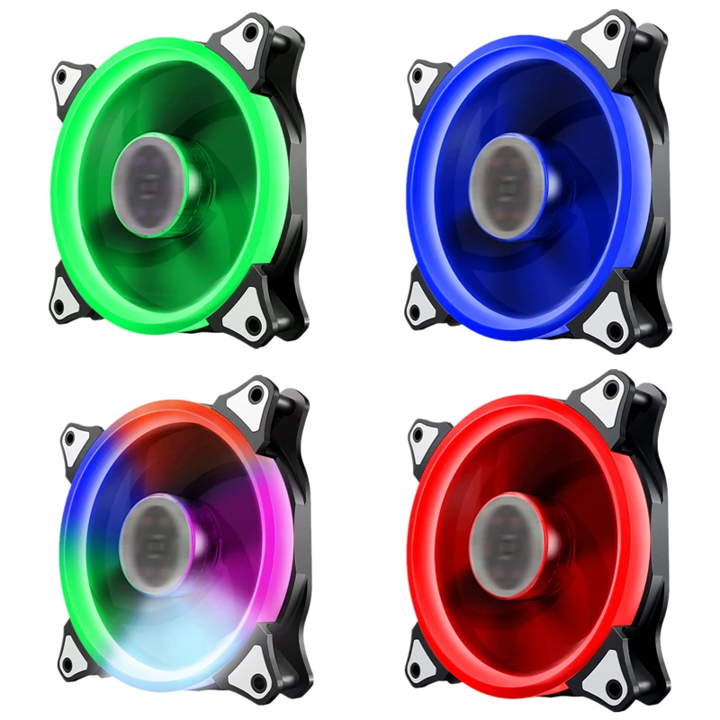 Ultra Quiet 12cm Aurora LED Fans Cooling 3pin 4D Interface 12VDC Chassis Fan Radiator 3P Shockproof Rubber PC DIY CPU Cooler RGB