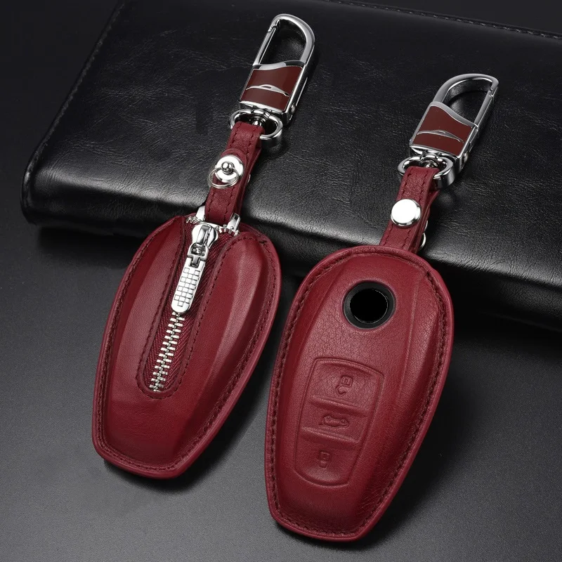 red set 02 Роскошный чехол из натуральной кожи для автомобильных ключей для Volkswagen Touareg 2011- Fob для автомобиля - Название цвета: red set 02
