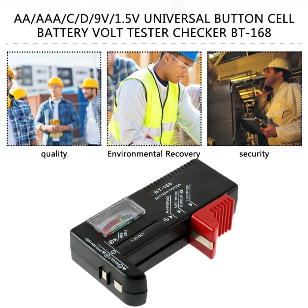 AA/AAA/C/D/9 V/1,5 V Универсальный кнопочный батарейный прибор с цветовой кодировкой для проверки BT-168