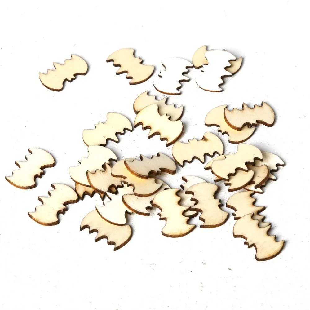 150pcs Wooden Halloween DIY Craft Decor For Party Owl Skull Bat Pumpkin Cat Spider Home Decoration Crafts Scene Props