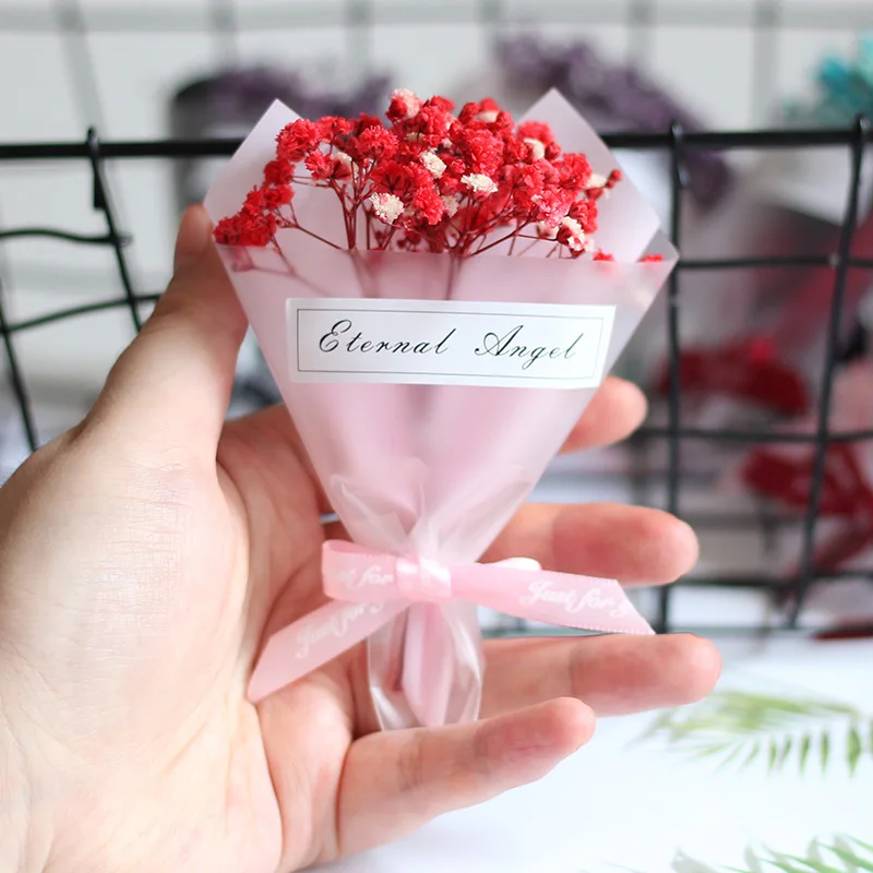 1 Bunch of Mini Dried Flowers Sky Stars Small Bouquet Take Picture Prop Home Window Decoration Valentine's Day DIY Craft Gifts - Цвет: Красный