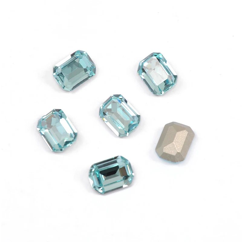 YANRUO 4610 All Sizes Aquamarine Octagon Glass Stones Point Back Strass Blue Rhinestones Sewing Crystals For Needlework