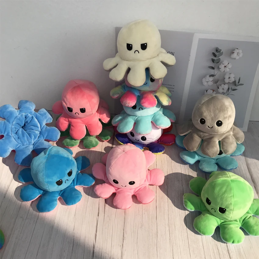 

Flipped Octopus toys filled with plush anger flipped happy Toys Soft two sided color animal dolls popular children's toys