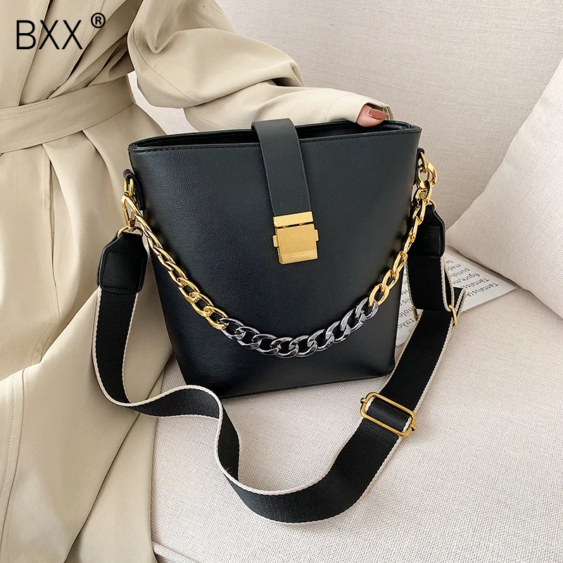 

[BXX] Brand Designer PU Leather Crossbody Bucket Bags For Women 2020 Winter Shoulder Messenger Bag Female Travel Handbags a192