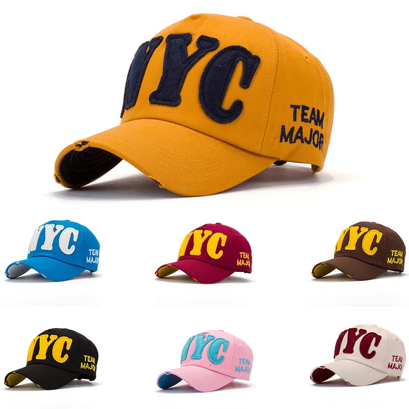 

South Korea Applique NYC Baseball Cap Cool Men's Women's Couples Casual Sun Hat Brim Hat