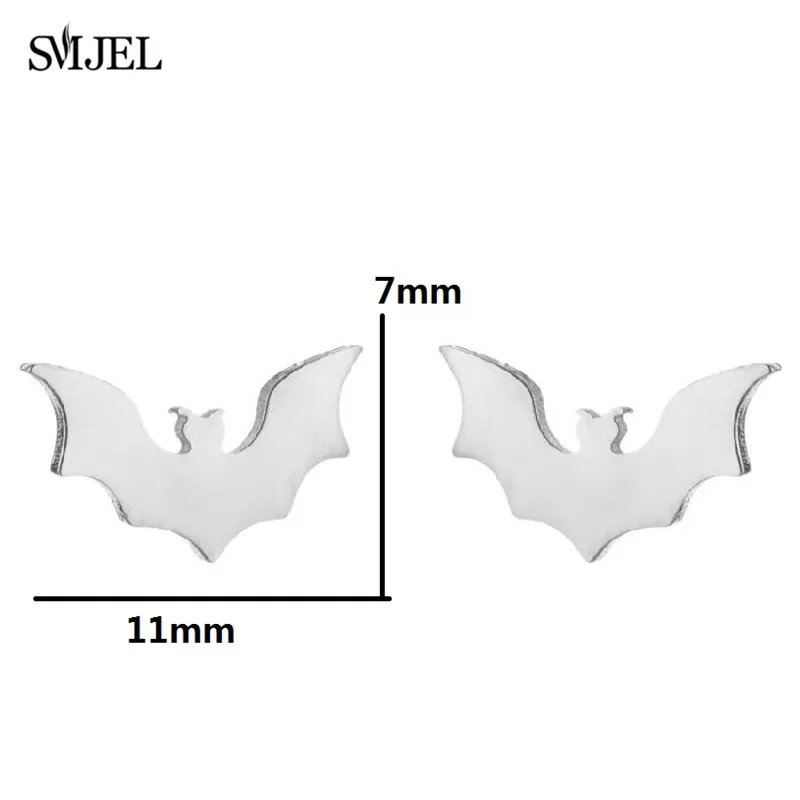 Niedliche Tier-Ohrstecker aus Edelstahl mit Fledermausmotiv für Damen und Herren, Punk, lustiges Halloween-Herz, Geisterhai, Spinnennetz, Wolf, Ohrring, Geschenk – Detail 13