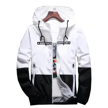 

Spring Autumn Men's Jackets Hip Hop Jacket Windbreaker Hooded Casual Zipper Male Retro Vintage Streetwear Jackets Coats Outwear
