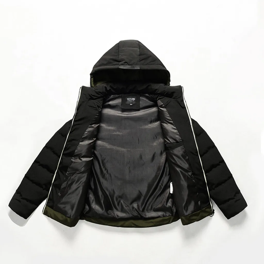 New Arrivals Men's Winter Medium Length Hoodie Thickened Plus Size Cotton Padded Jacket Coat dropshipping