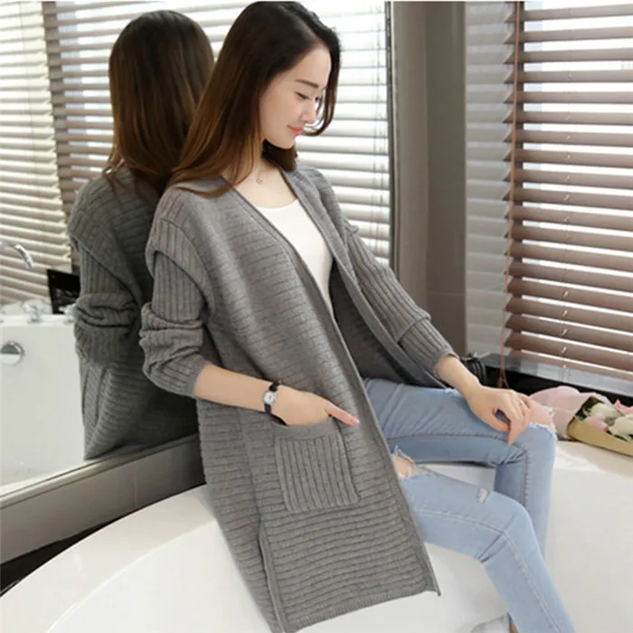 Women Spring Autumn New Korean Loose Long Paragraph Sweater Shawl Cardigan Knitted Sweet Students Female Outer Wear G125