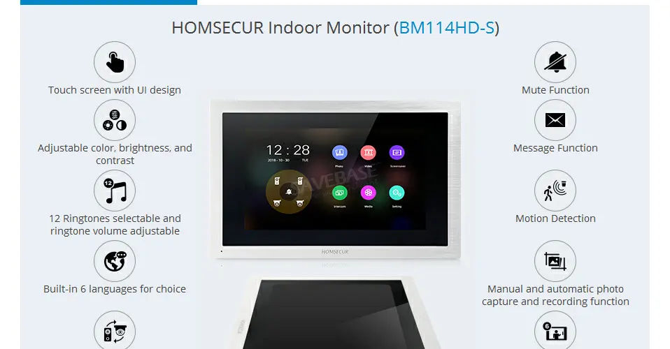 HOMSECUR 4 провода AHD Hands-free видео домофон система с записью и снимком BC071HD-S+ BM114HD-S