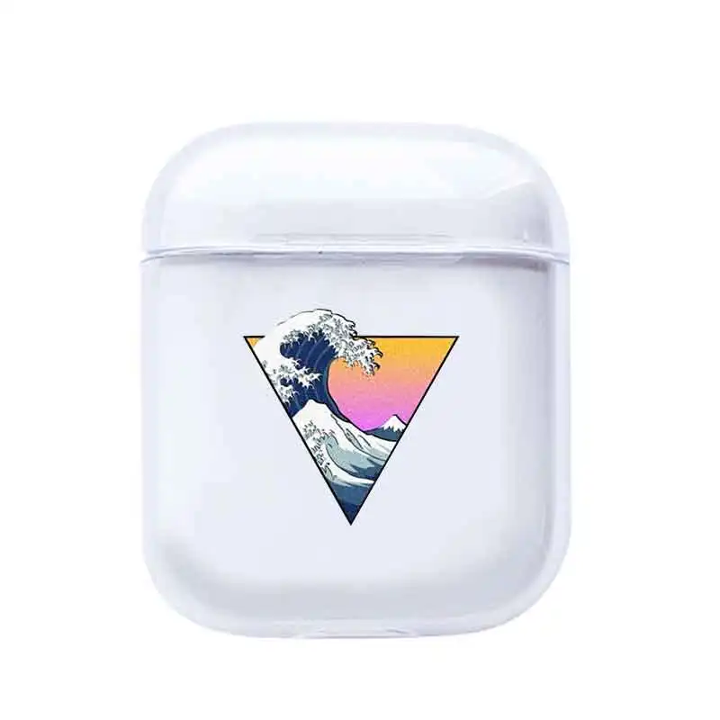Airpods 1 2 Чехол с изображением большой морской волны чистый мягкий чехол для Bluetooth беспроводной чехол для наушников чехол для зарядки сумки - Цвет: I201560