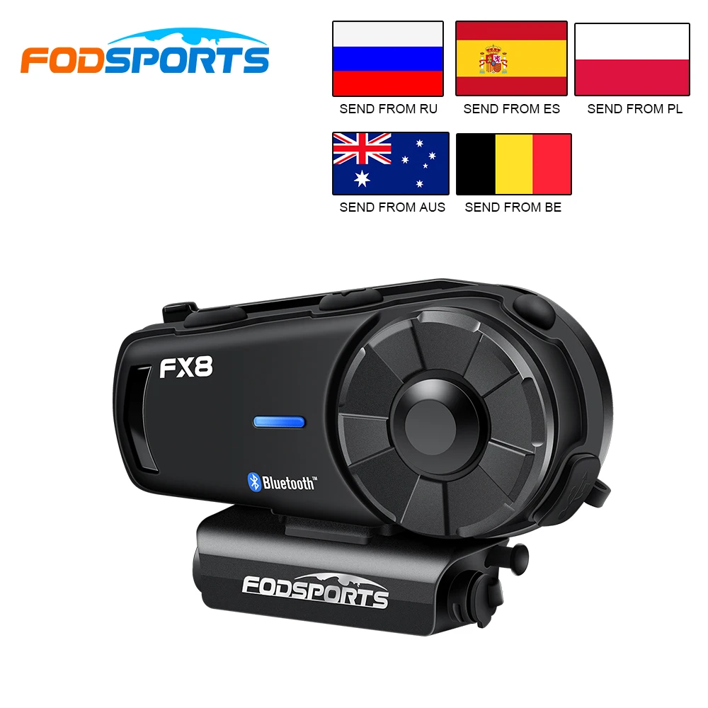 Bluetooth гарнитура Fodsports FX8 Для мотоциклетного шлема водонепроницаемая 1000 м|Наушники